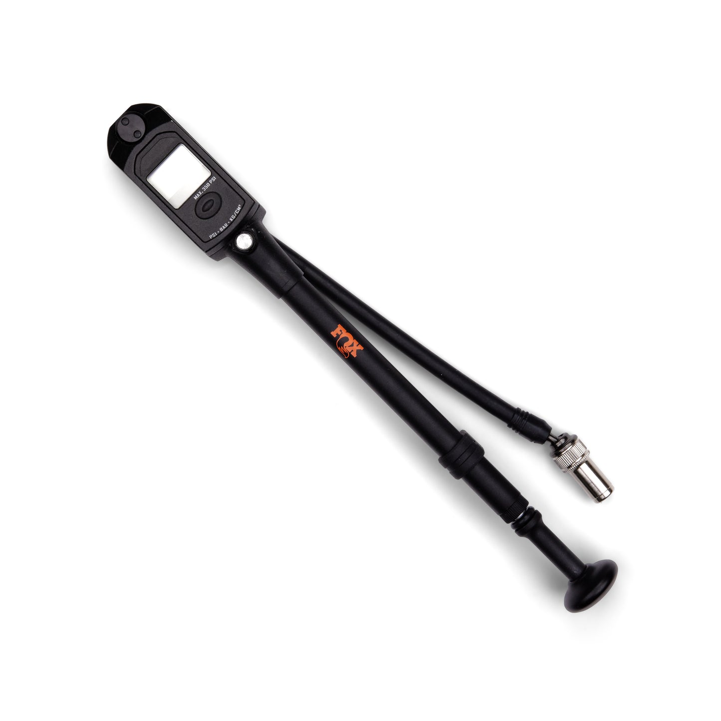 Pump: Fox Digital HP w/ Bleed, Foldable, Replaceable Battery, 350 psi, Long Swivel Head