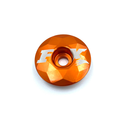 Kit: Stem Cap, Crystal Design, 2012 Float Ti 1 1/8", Orange Ano