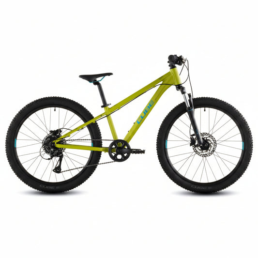 Bicicleta de montaña para niños CUBE Acid 200 2026 color lizard & blue vista lateral completa