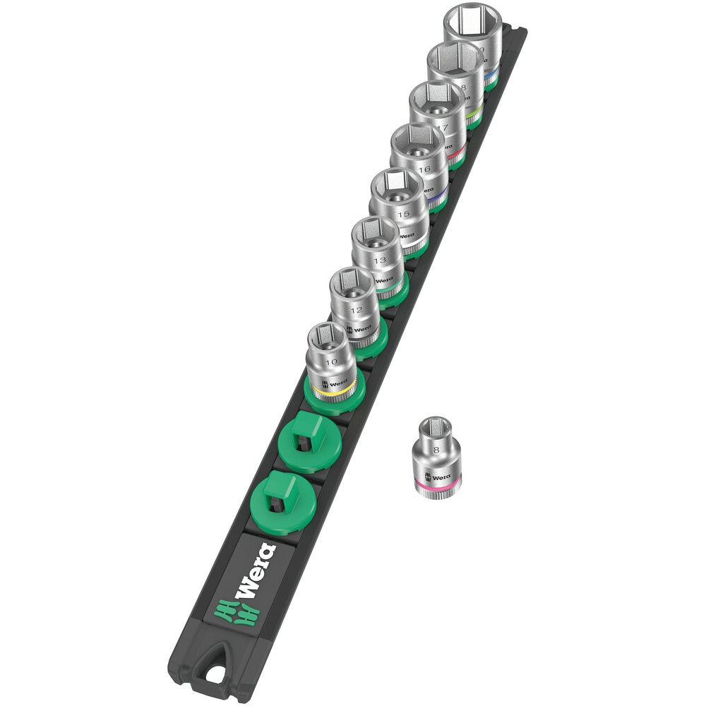 Juego de dados métricos y riel, entrada de 3/8"